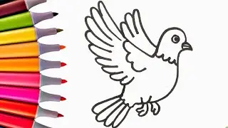 Pigeon Bird Drawing | Easy Pigeon Painting & Coloring for Kids |Step by Step Animal Drawing Tutorial
