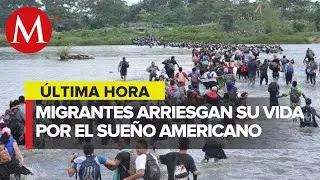 Reportan cruce masivo de migrantes en el Río Bravo