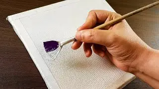 Easy way to Paint a Winter Cold Night ASMR  / Acrylic Landscape Tutorial / DEMO #273