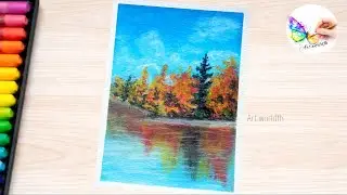  Relaxing landscape painting with Oil Pastels | Step by Step Tutorial