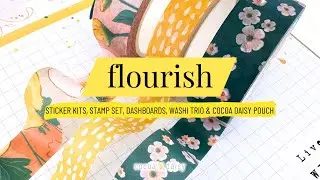Unbox the May 2025 Flourish Sticker Kits, Stamp Set, Dashboards, Washi Trio & Pouch