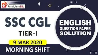SSC CGL English Previous Year Paper | SSC CGL 9 March Shift 1 Paper English | SSC CGL English