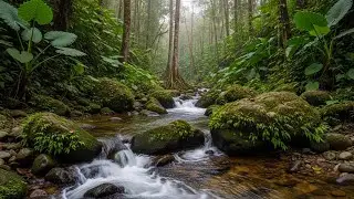 River Flowing Birds Chirping, Peaceful River Stream, Flowing Water and Gentle Bird Sounds #001