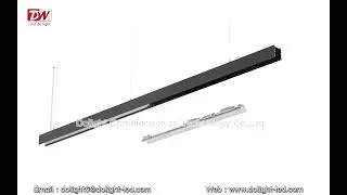 Office hanging Led linear light seamless splice details