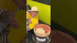 monkey cooking instant noodles because it was hungry #monkey