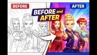 &ldquo;Black & White vs Color &ndash; K POP Demon Hunter!#kpopdemon#coloringfun#animeedit#drawshorts#artkids