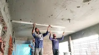 Plastering Technique_ 4BHK Building Living Hall Ceiling Plastering with Cement mixer