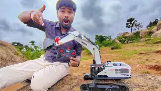 Unboxing & Review Real RC Excavator | Huina 1594 Remote Control Excavator | Toy Pur