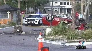 1 killed, another seriously injured on Century 21 Drive after car hits pole, flips over