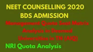 NEET 2020 - Management Quota Seat Matrix Analysis for BDS Admission in TN Deemed Universities (AIQ)