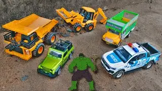 JCB & Dump Truck to the Rescue! Cleaning Adventure 🚜✨|| JCB, Dumper, and Police Car in Action! #toys