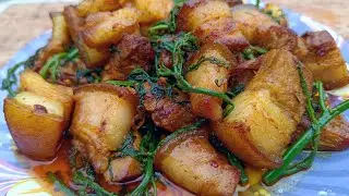 Pork fry with fiddlehead fern | Pork with Dhekia xaak | Northeast Pork Recipes |