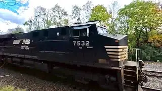 Norfolk Southern Train Engines #7532, #4693 and #1093 Westbound Pittsburgh Main Line Jeannette Pa