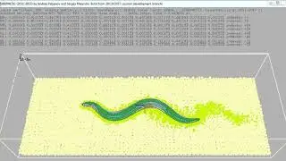 Experiments with simulation scale: 20 cm long worm crawling