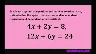Graph system of linear equations. State Consistent Independent or Dependent or Inconsistent.