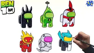 How to Draw Among Us Ben 10 Skin || Easy Step by Step