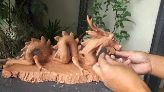 Making of Asian Dragon - Easy Clay Animal Sculpture Techniques