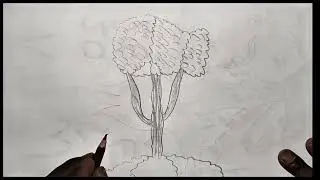 How to Village House and Tree Pencil Sketch | Simple Rural Landscape Drawing#art 