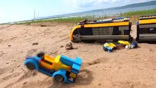 LEGO TRAINS, Trampoline, Accident, Fall - Slow Motion #23
