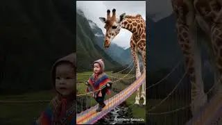 El beb&eacute; pasea en una jirafa 🦒