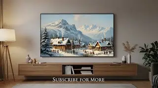 4K Winter Village with Smoking Chimneys Frame TV Art | Cozy Snowy Morning Ambience