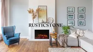 RusticStone Electric Fireplace by Amantii, Wi-Fi app control, multiple flame colors
