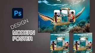 Modern Travel Poster Design in Adobe Photoshop | Photoshop Tutorial | Design Pathshala Hindi
