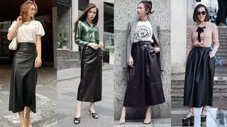 Beautiful And Stylish Long Leather Skirt Outfits For Ladies || Faux Leather Skirts fashion outfit
