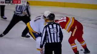 NHL Hockey fight - John Beecher(Flames)vs. Nicolas Hague(Predators)
