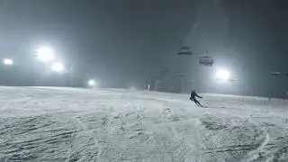 night skiing with jeans on. Konjiam ski resort, South Korea 20200207