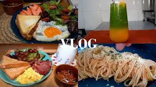 Cooking vlog🏵️ | 2 days breakfast idea☀️, spaghetti aglio olio, matcha mandarin fruit tea