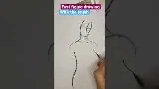 Fast figure drawing with the brush female figure draw paint bikini