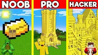 GOLD HOUSE Build Battle In Minecraft - NOOB VS PRO CHALLENGE - Maizen Mizen Mazien Parody