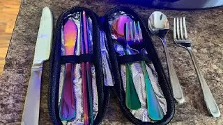 Travel Utensils with Case, Quatish Portable Silverware Set for Work, Stainless Steel Reusable Travel