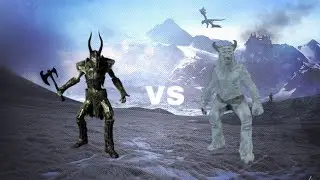 SKYRIM-Ледяной Великан VS Драугур-Главный Военачальник