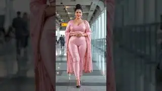 Desi Diva Slays in Shiny Pink at the Airport! 💖✨ | Plus Size Fashion Queen 👑 #shorts