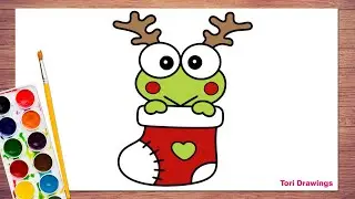 How to Draw Keroppi Christmas Stocking 