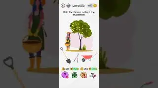 Braindom Level 50 Help the farmer collect the mulberries - Gameplay Solution Walkthrough