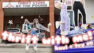 Thrift With Me! | Thrifting By The Pound in Toronto! Haul + Try On!