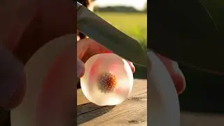 Glass Peach Slicing 🍑 | Ultra Slow-Motion ASMR | No Music, Just Knife & Nature Sounds