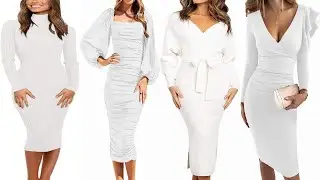 Top Stylish For white long sleeve bodycon midi  dresses Ideas 2023, Fashion Women's dresses