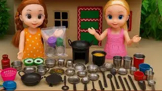  Miniature Utensils Unboxing with Cute Setup 🧸 | Nida Mini Cooking | New Dolls Mini Video| Tiny Food