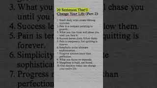 20 SENTENCES THAT WILL CHANGE YOUR LIFE (PART 2) #motivation #mindset #psychology #quotes #shorts