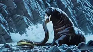 Walrus and Sea Snake Fighting#zoon#Wild animal#Animal wars#Animal world