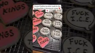 Protest Cookies my sister made for the No Kings Rally in Sacramento today! #fyp #nokings #trump