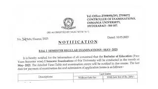 OSMANIA UNIVERSITY BED I SEMESTER EXAM FEE UPDATES EXAMINATION FEE LAST DATE DETAILED EXPLANATION