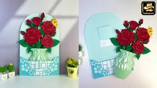 How To Make Paper Cut Pop up Card Flower Vase Rose