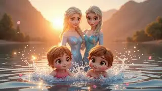 Elsa and Anna Daughters First Swim with Mom's | Nursery Rhymes for Kids | Doodle Doo Den