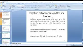isolation between Transmitter and Receiver, CW Radar with non zero if Receiver