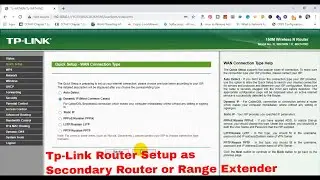 Tp-Link Router Setup as Secondary Router or Range Extender | Technical Hakim